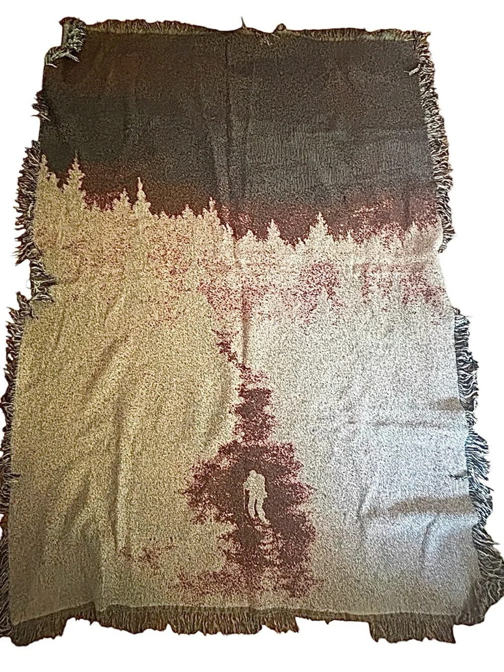 Strike Gently Co Journey Cotton Hiker Pine Forest Woven Throw Blanket Tapestry